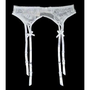 Women’s White Garter Belt with Metal Clips Size L | Sexy Lingerie for Stockings